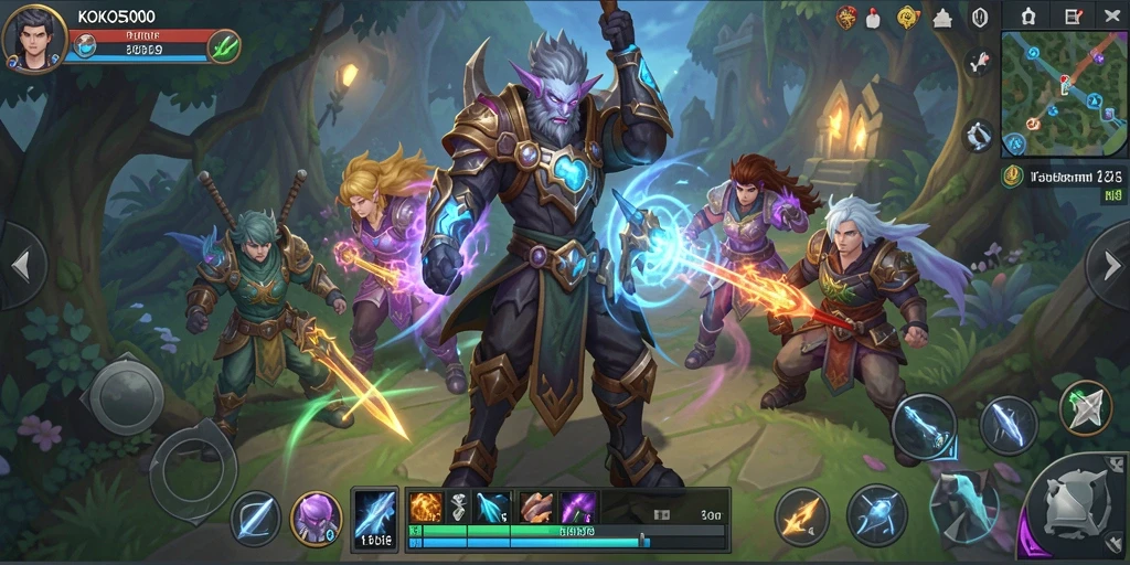 Screenshot KOKO5000 yang menampilkan aksi pertempuran seru di dunia MMORPG.