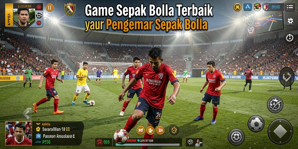 Tampilan gameplay menakjubkan dalam LUXURY88 dengan aksi sepak bola yang seru.