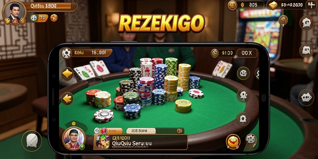Tampilan gameplay seru dalam permainan QiuQiu REZEKIGO.