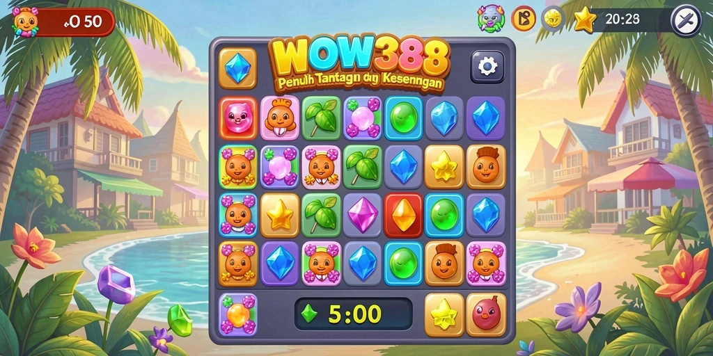 Tampilan screenshot gameplay WOW388 yang penuh warna dan menantang.