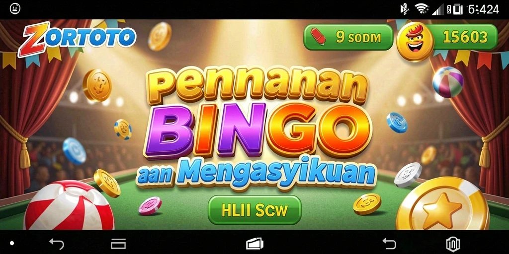 Screenshot ZORTOTO menunjukkan antarmuka permainan Bingo yang vibrant dan interaktif.
